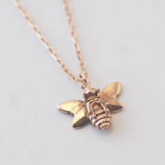 Insect Jewelry 925 Sterling Silver Rose Gold Bee Necklace