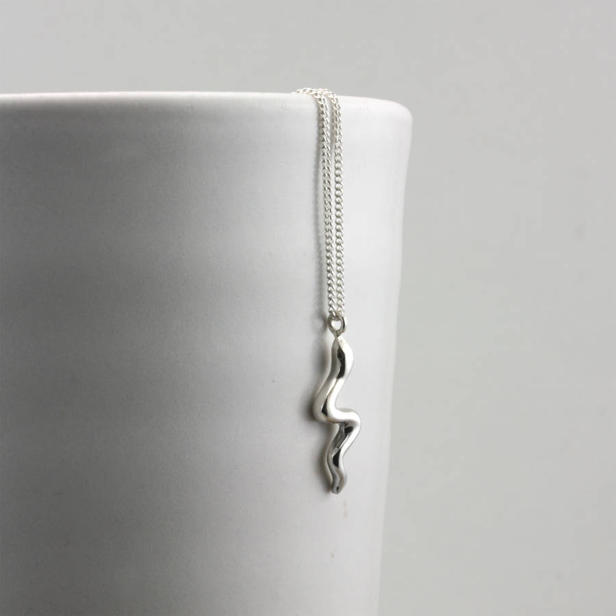 Landou Jewelry Sterling Silver Tiny Snake Pendant Necklace