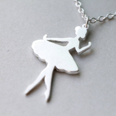 Fancy Jewelry Sterling Silver Ballerina Necklace for Women and Girls
