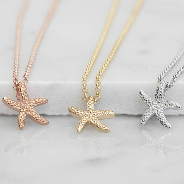 Fine Jewelry Sterling Silver Starfish Necklace for Women