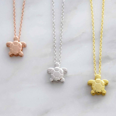 Dainty Design Sterling Silver Turtle Necklace for Girl