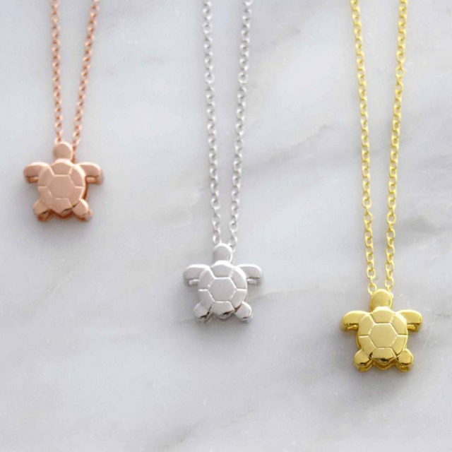 Dainty Design Sterling Silver Turtle Necklace for Girl