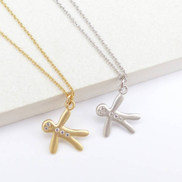 Pretty Design Sterling Silver Gingerbread Man Necklace for Teenage