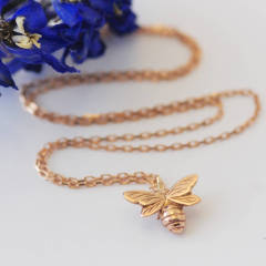 Insect Jewelry 925 Sterling Silver Rose Gold Bee Necklace