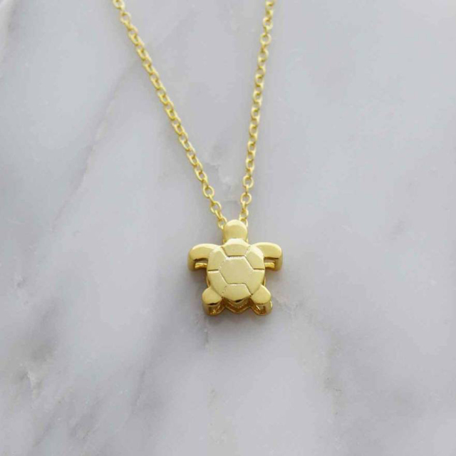 Dainty Design Sterling Silver Turtle Necklace for Girl