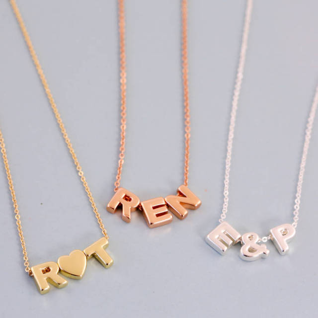 Triple Mini Letter Necklace in 925 Sterling Silver