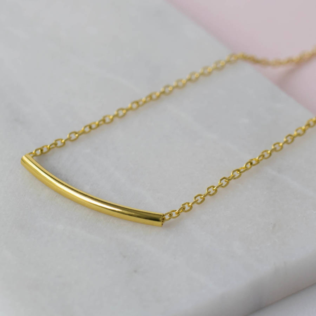 Fashion Sterling Silver Curve Bar Necklace for Women
