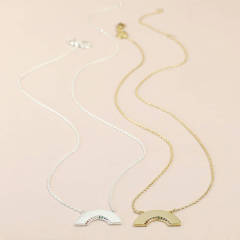 Delicate Design Sterling Silver Crystal Rainbow Necklace