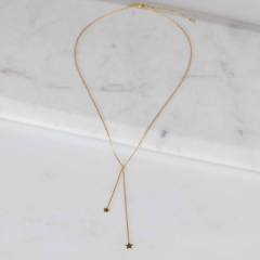 Sterling Silver Double Drop Falling Stars Necklace