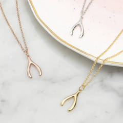 Sterling Silver Wishbone Lucky Necklace for Women