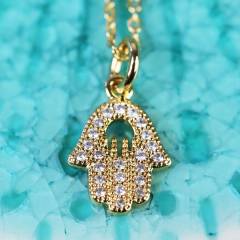 Sterling Silver Cubic Zirconia Hamsa Hand Necklace