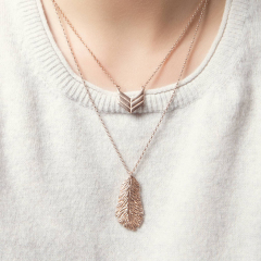 Sterling Silver Plain Jewelry Feather Necklace for Women