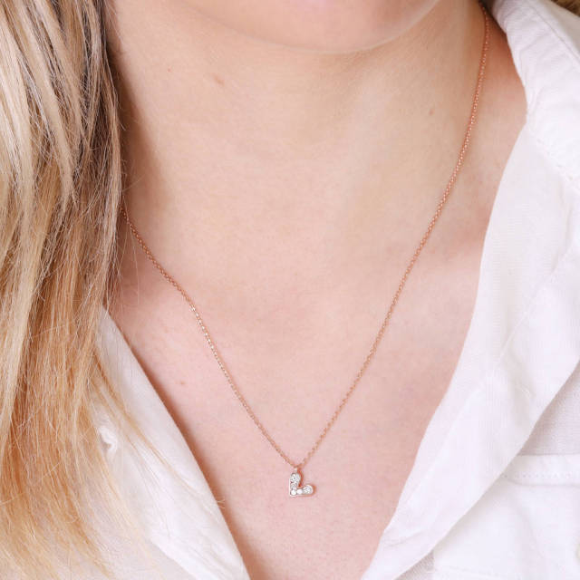 Sterling Silver Crystal CZ Mini Heart Pendant Necklace for Girls