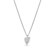Sterling Silver Heart Necklace with White Cubic Zirconia for Best Friends