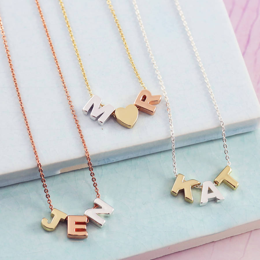 Sterling Silver Mixed Metal Mini Letter Necklace
