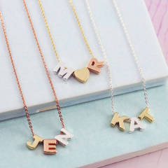 Sterling Silver Mixed Metal Mini Letter Necklace