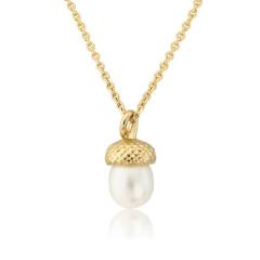Latest Sterling Silver White Pearl Acorn Pendant Necklace
