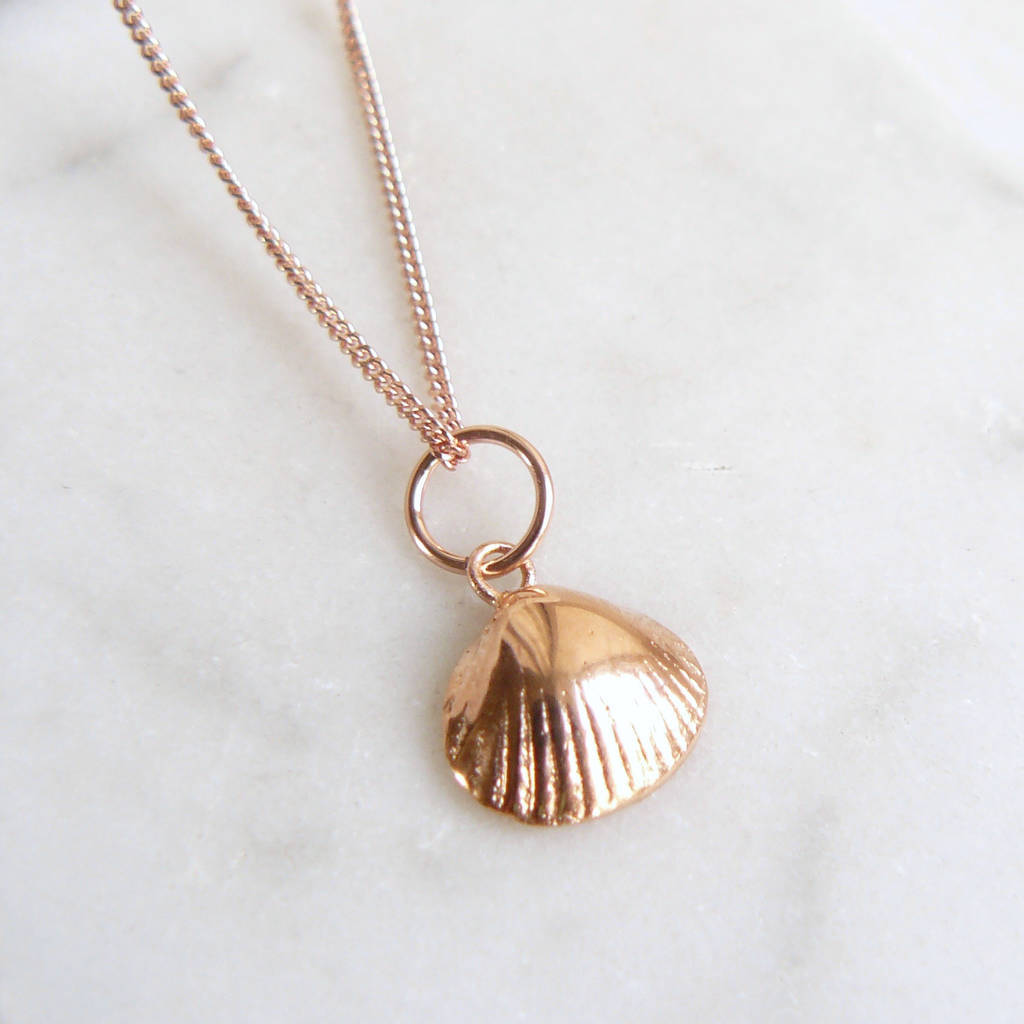 Fashion Jewelry 925 Sterling Silver Pink Gold Shell Necklace