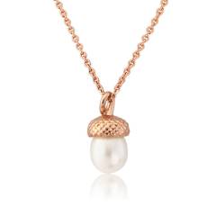 Latest Sterling Silver White Pearl Acorn Pendant Necklace