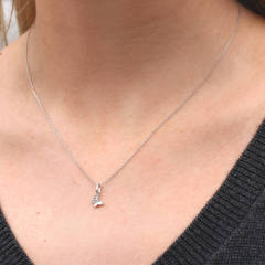 White Gold Sterling Silver Pave Set CZ Butterfly Necklace