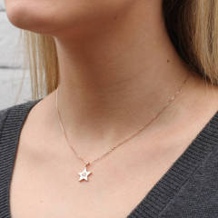 925 Sterling Silver Pave Set Cubic Zirconia Star Necklace