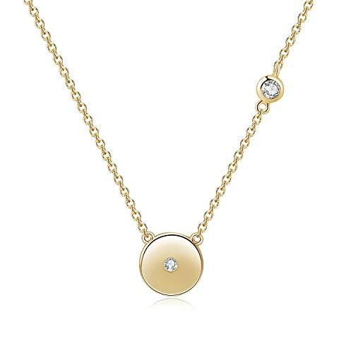 Women Jewelry Sterling Silver Cubic Zirconia Disc Necklace for Gift