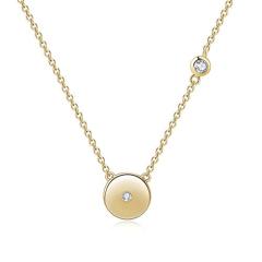 Women Jewelry Sterling Silver Cubic Zirconia Disc Necklace for Gift