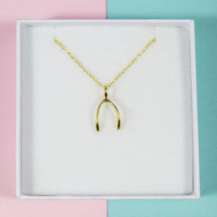 Sterling Silver Wishbone Lucky Necklace