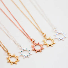 Sterling Silver Crystal Sun Birthstone Necklace