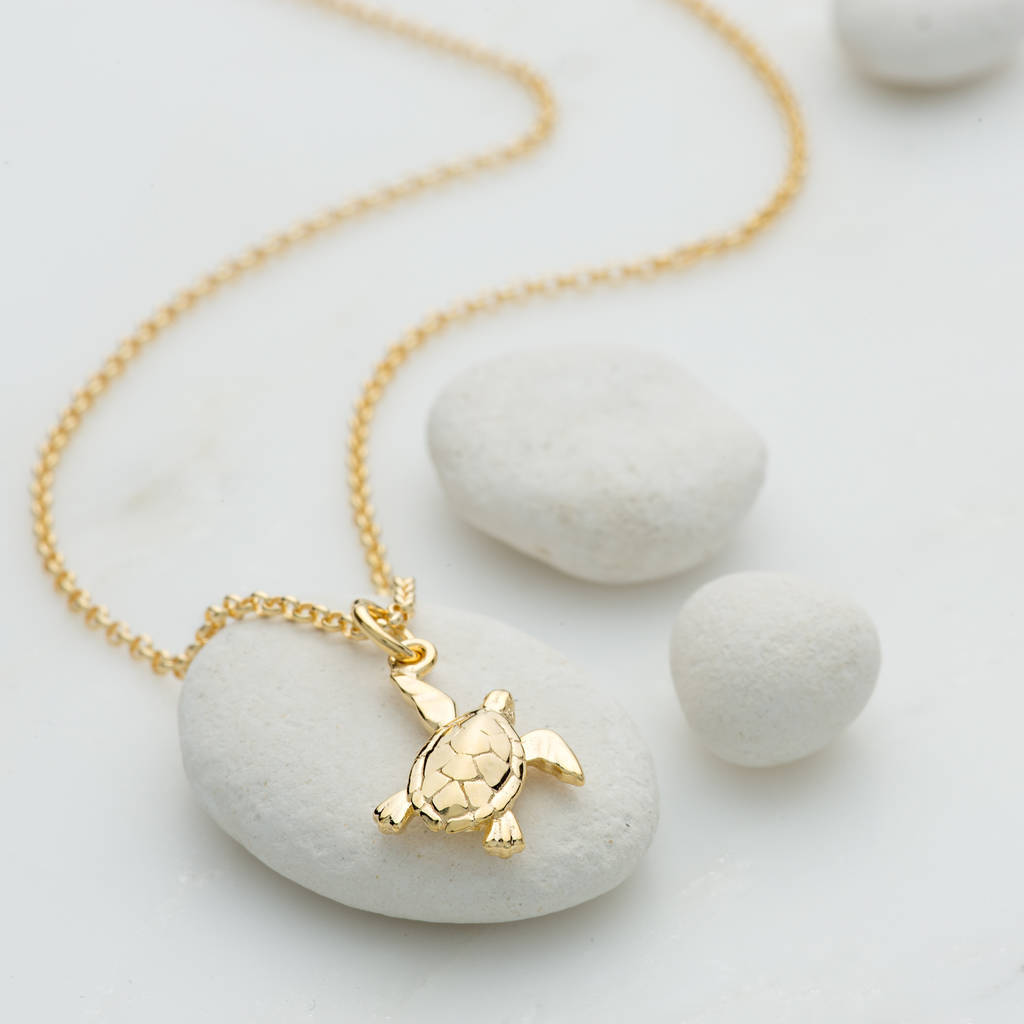 Fany Jewelry Yellow Gold Plated 925 Sterling Silver Mini Turtle Necklace