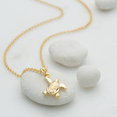 Fany Jewelry Yellow Gold Plated 925 Sterling Silver Mini Turtle Necklace
