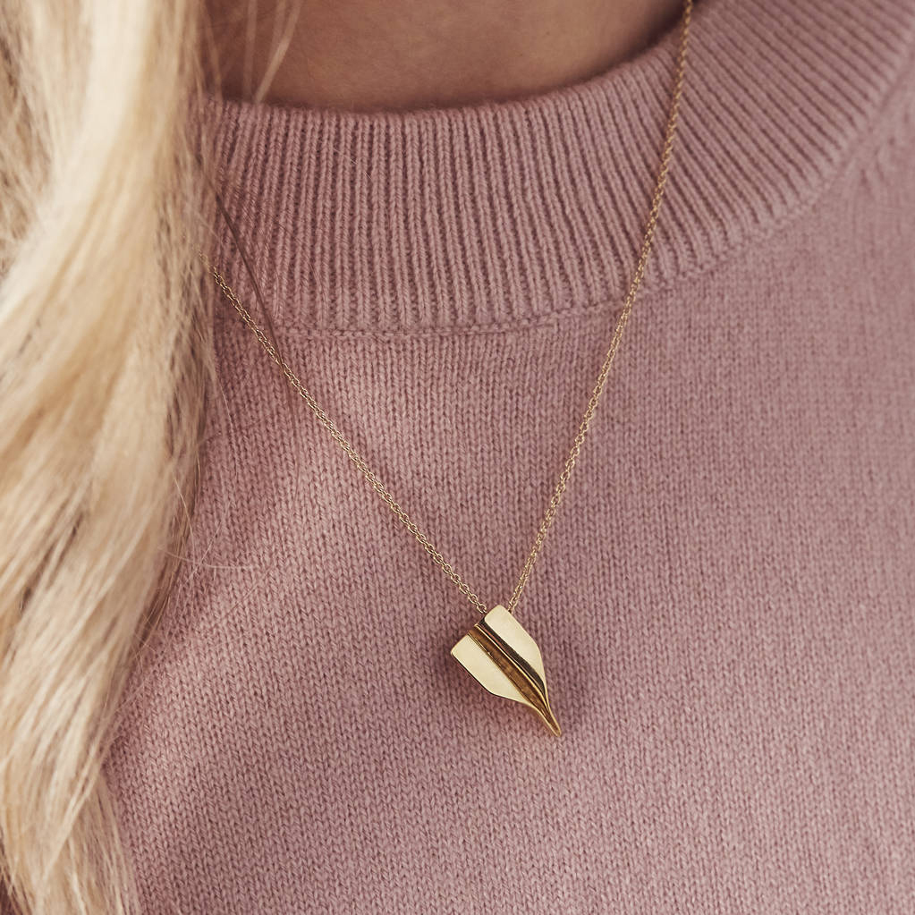 925 Sterling Silver Paper Plane Necklace for Women