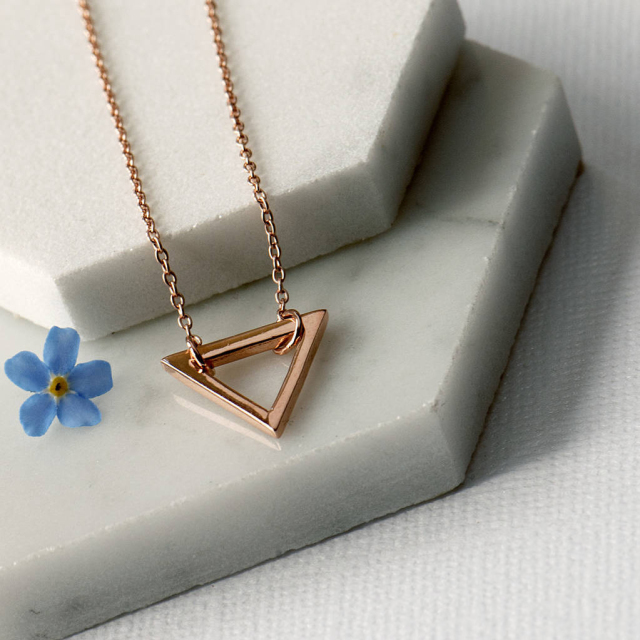 Triangle Geo Necklace in Silver Gold or Rose Gold
