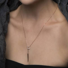 Sterling Silver Cubic Zirconia Lariat Pave Necklace