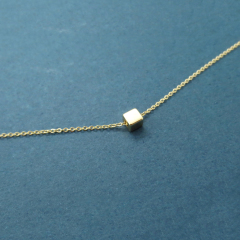 Customized Jewelry Sterling Silver Tiny Cube Necklace