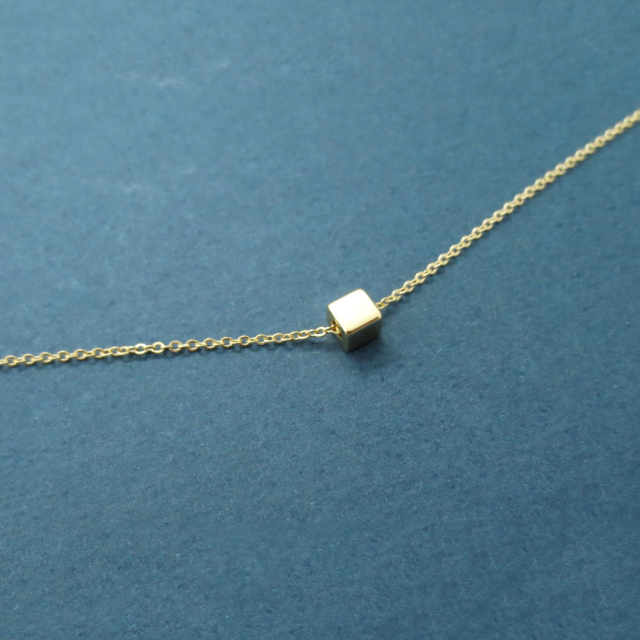 Customized Jewelry Sterling Silver Tiny Cube Necklace