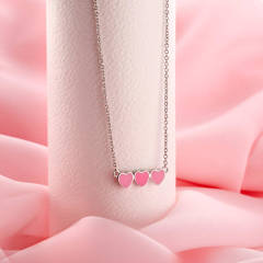 Pretty Sterling Silver Enamel Dream Pink Heart Necklace for Young Girls