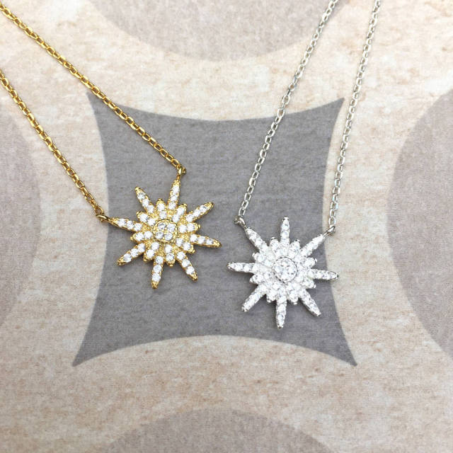 Sterling Silver Pave Set Cubic Zirconia Northern Star Necklace