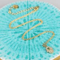 Sterling Silver Cubic Zirconia Hamsa Hand Necklace