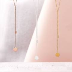 Latest Jewelry Sterling Silver Double Circle Drop Necklace in Silver, Gold or Pink Gold