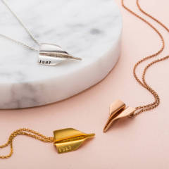 925 Sterling Silver Paper Plane Necklace for Women
