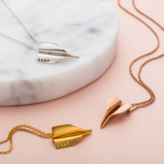 925 Sterling Silver Paper Plane Necklace for Women