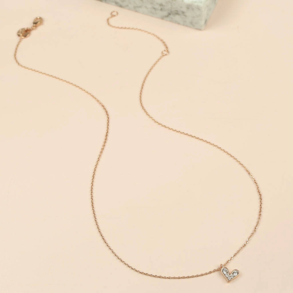 Sterling Silver Crystal CZ Mini Heart Pendant Necklace for Girls