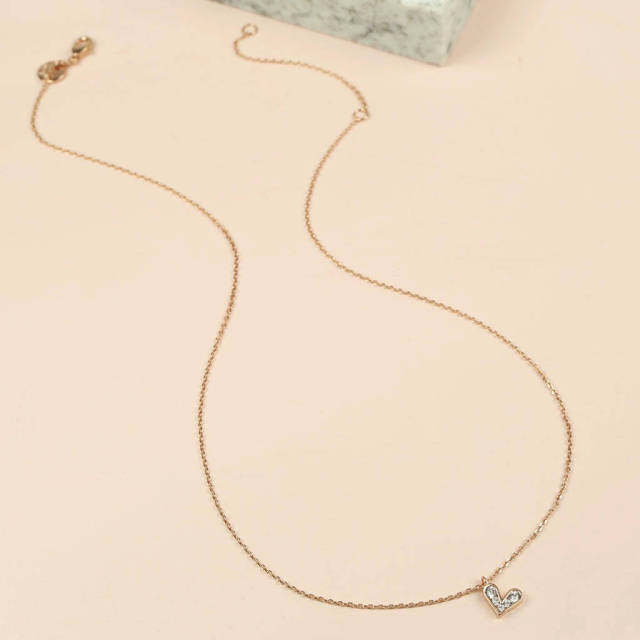 Sterling Silver Crystal CZ Mini Heart Pendant Necklace for Girls