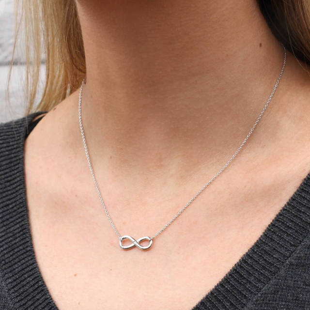 China Factory Sterling Silver Solitaire CZ Infinity Necklace