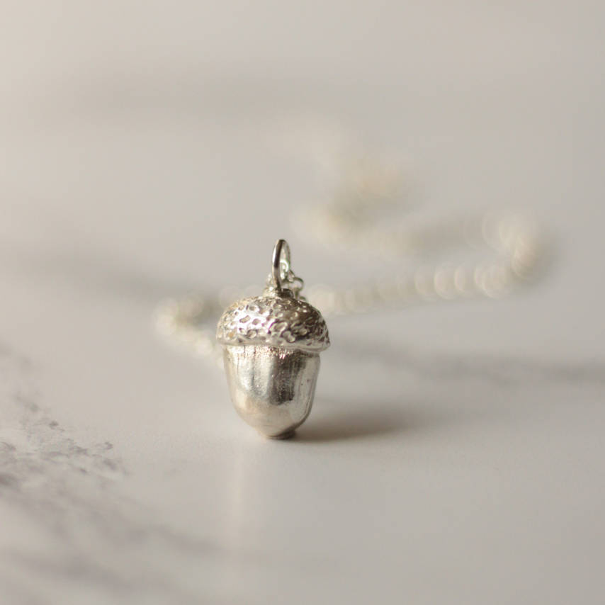 Dainty Design Sterling Silver Little Acorn Necklace