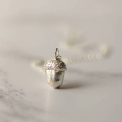 Dainty Design Sterling Silver Little Acorn Necklace