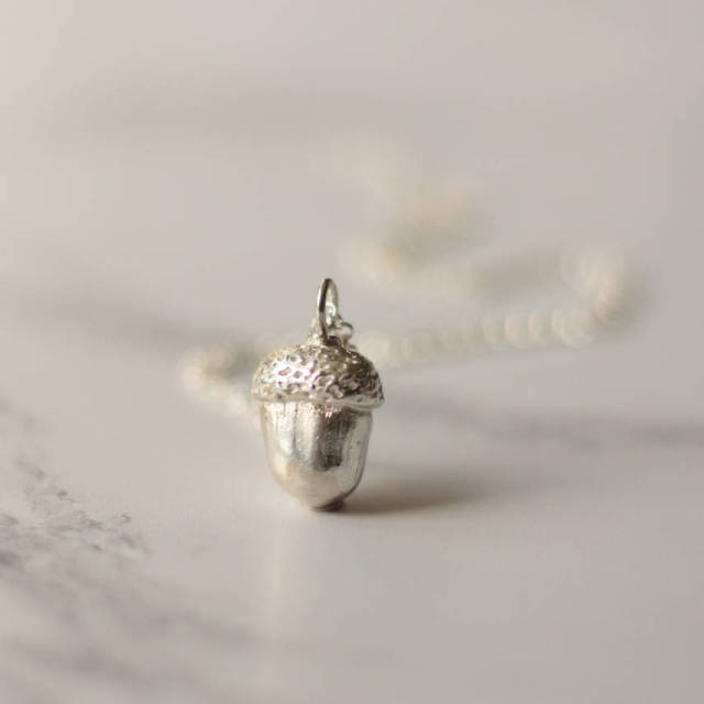 Dainty Design Sterling Silver Little Acorn Necklace