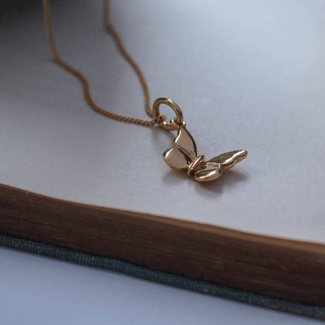 Sterling Silver Butterfly Necklace in Silver or Gold Vermeil