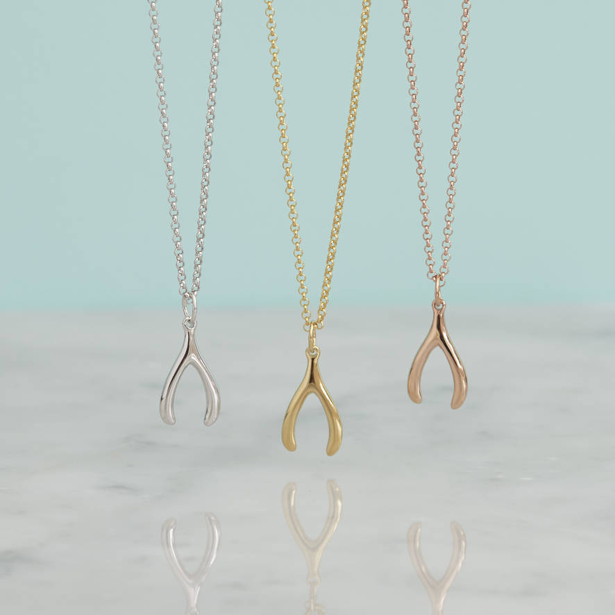 Sterling Silver Wishbone Lucky Necklace for Women
